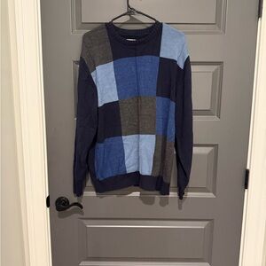 Haggar Men's Colorblock Blue and Gray Crewneck Sweater Size XL